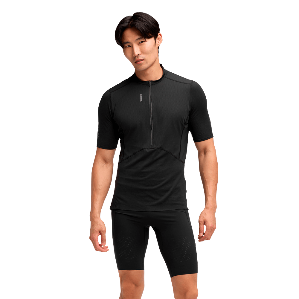 Blusa Hoka Skybreeze 1/2 Zip MC Masculina - Preto - imagem 1